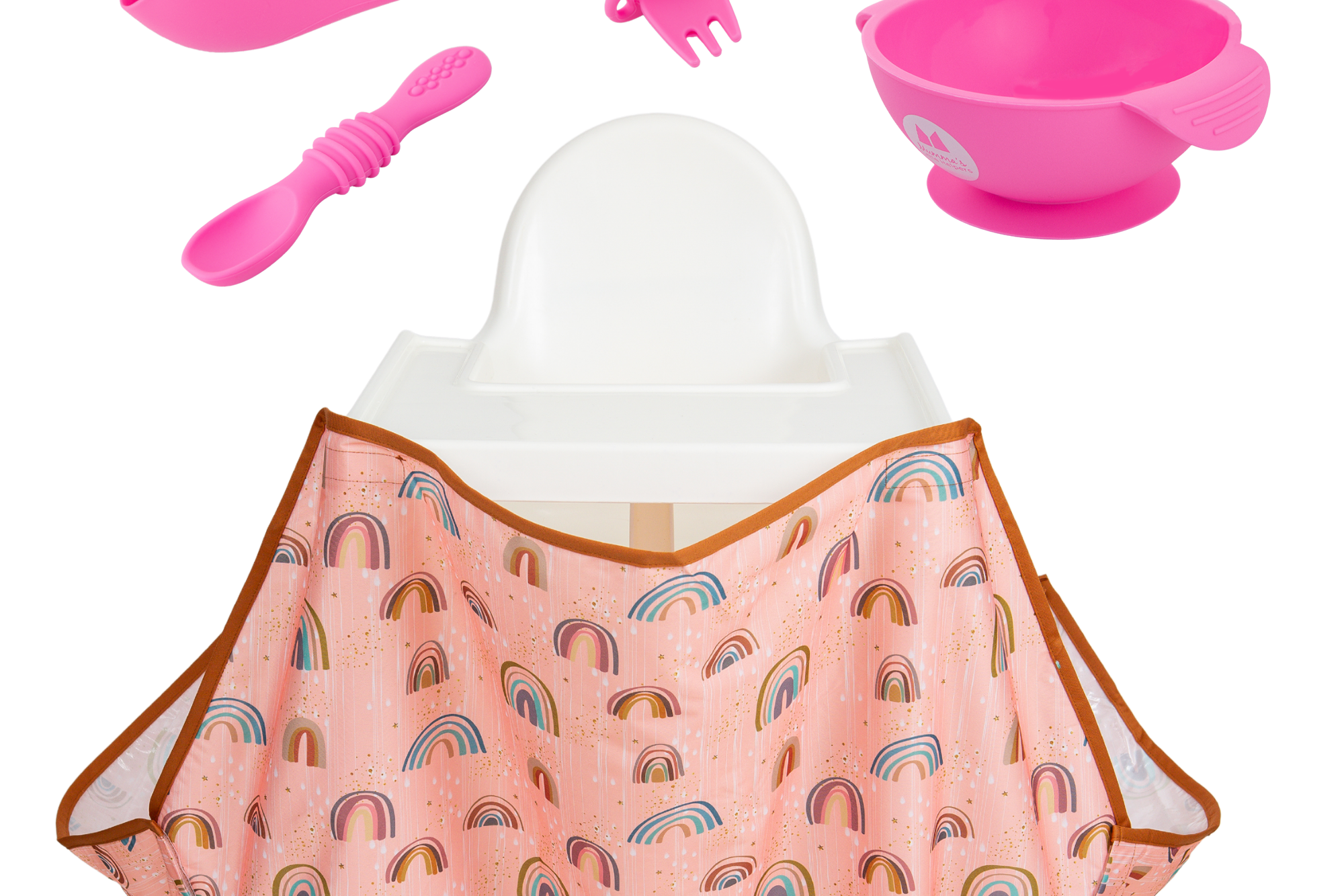 Starting Solids | High Chair Food Catcher & Silicone Feeding Set  - Pink