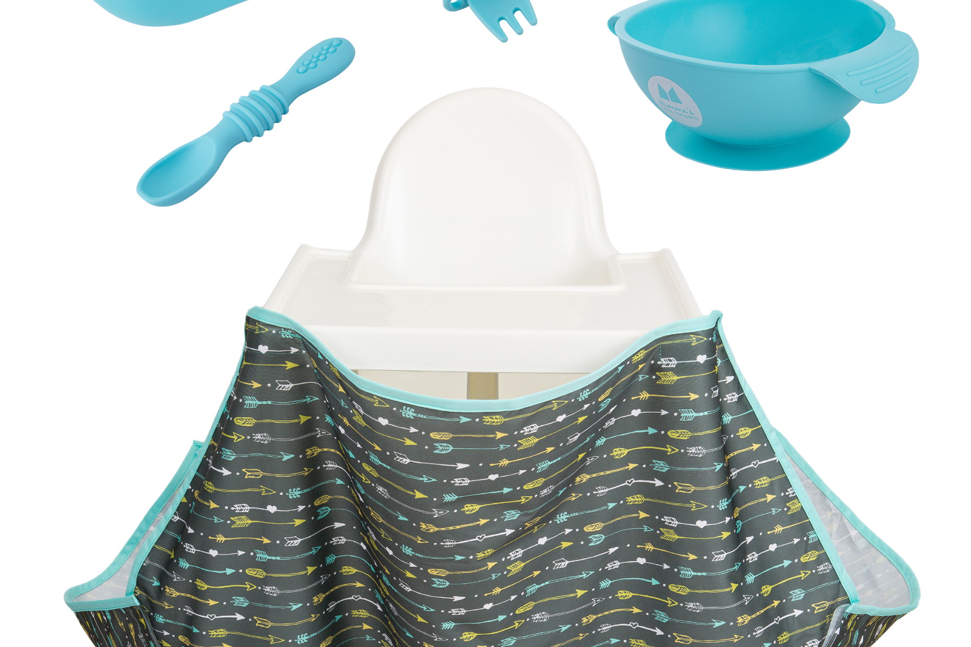 Starting Solids | High Chair Food Catcher & Silicone Feeding Set - Blue