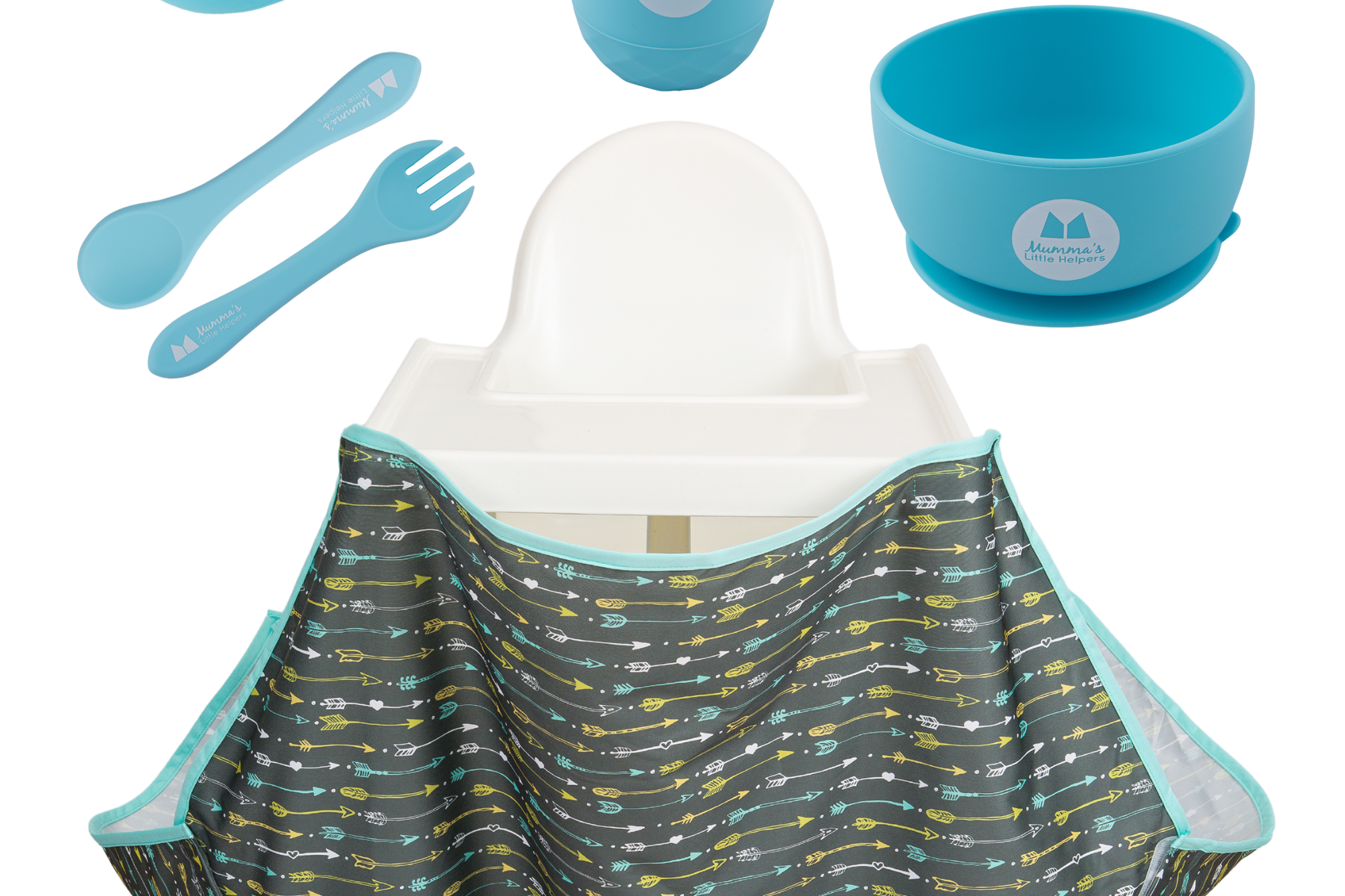 Toddler Training | High Chair Food Catcher & Silicone Feeding Set - Blue