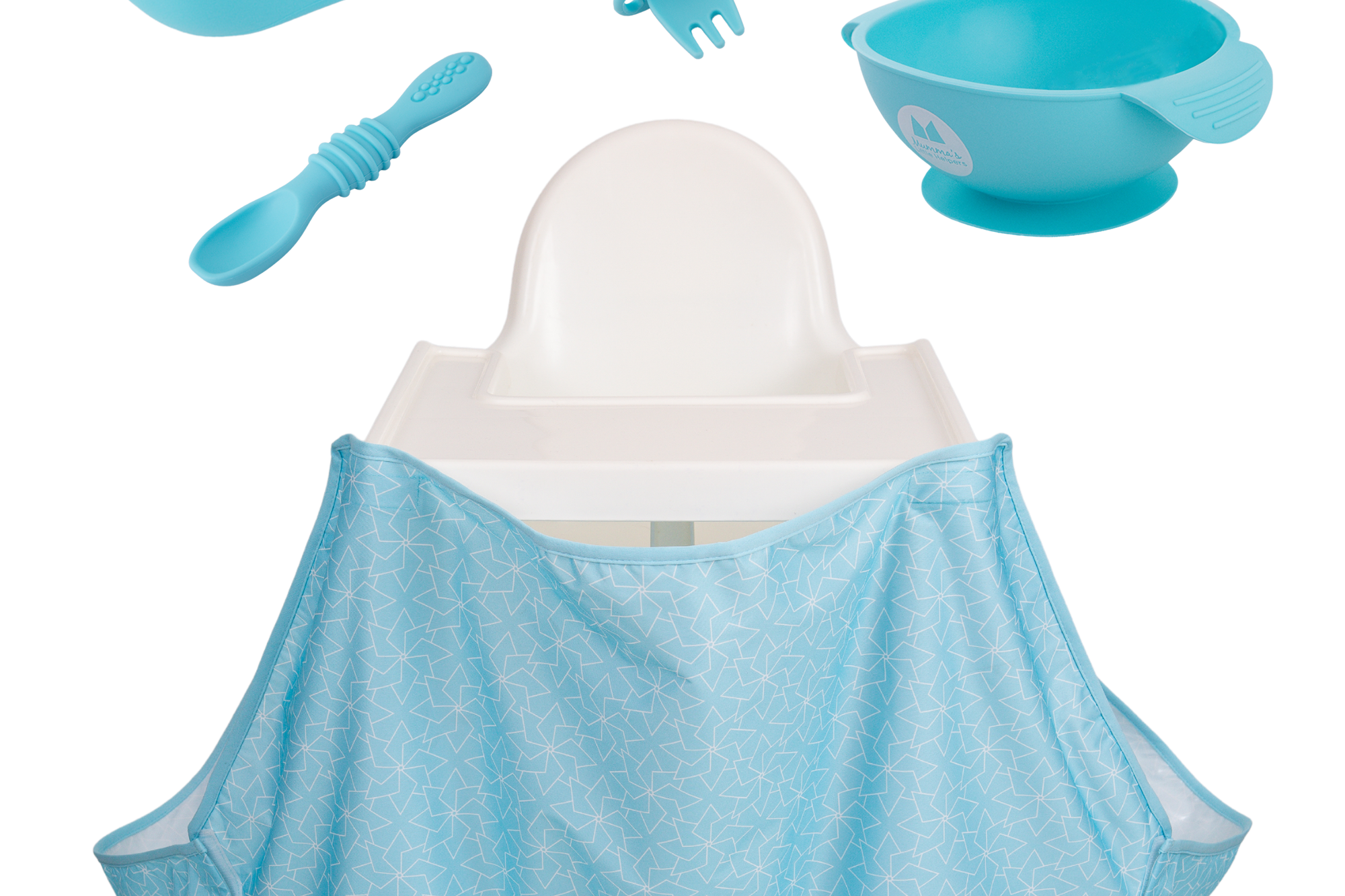 Starting Solids | High Chair Food Catcher & Silicone Feeding Set - Blue