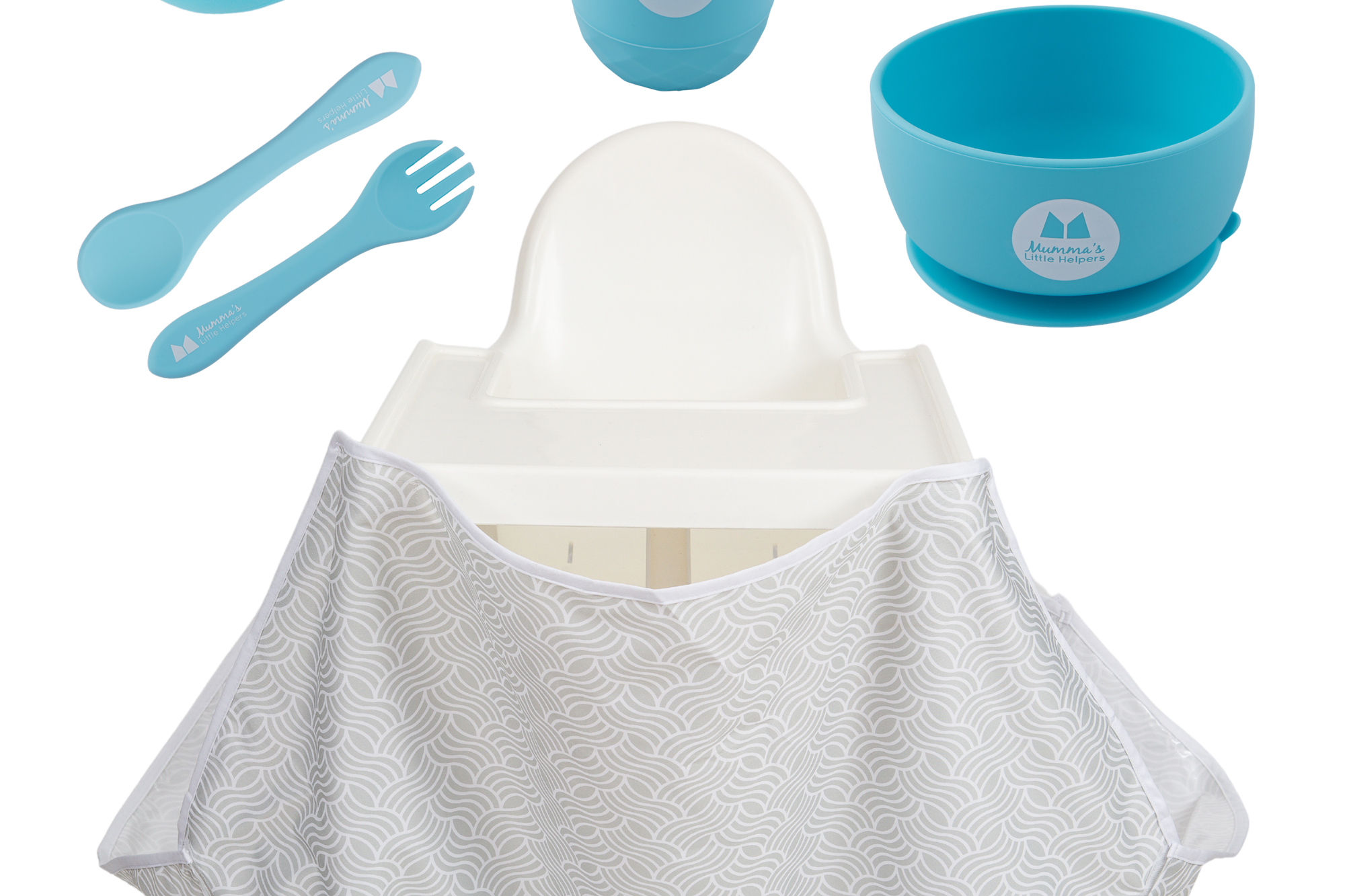 Toddler Training | High Chair Food Catcher & Silicone Feeding Set - Blue