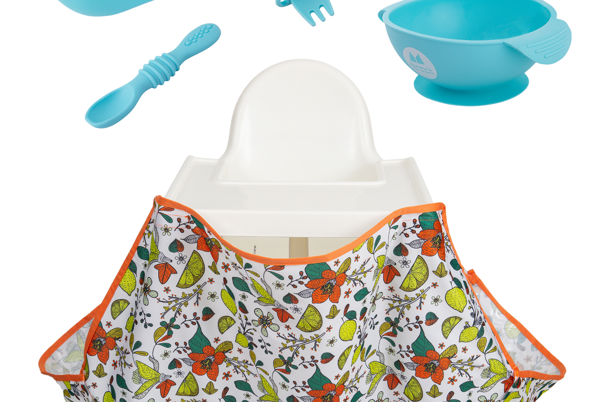 Starting Solids | High Chair Food Catcher & Silicone Feeding Set - Blue