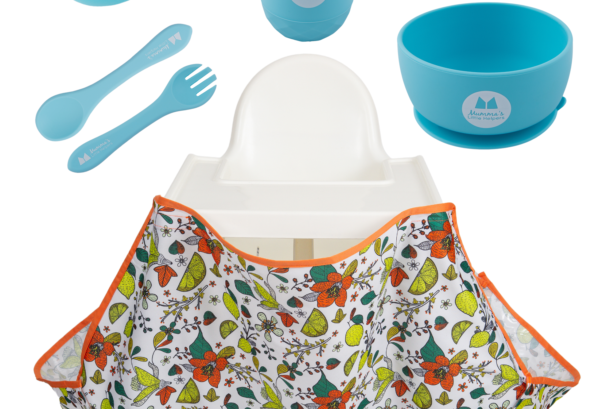 Toddler Training | High Chair Food Catcher & Silicone Feeding Set - Blue