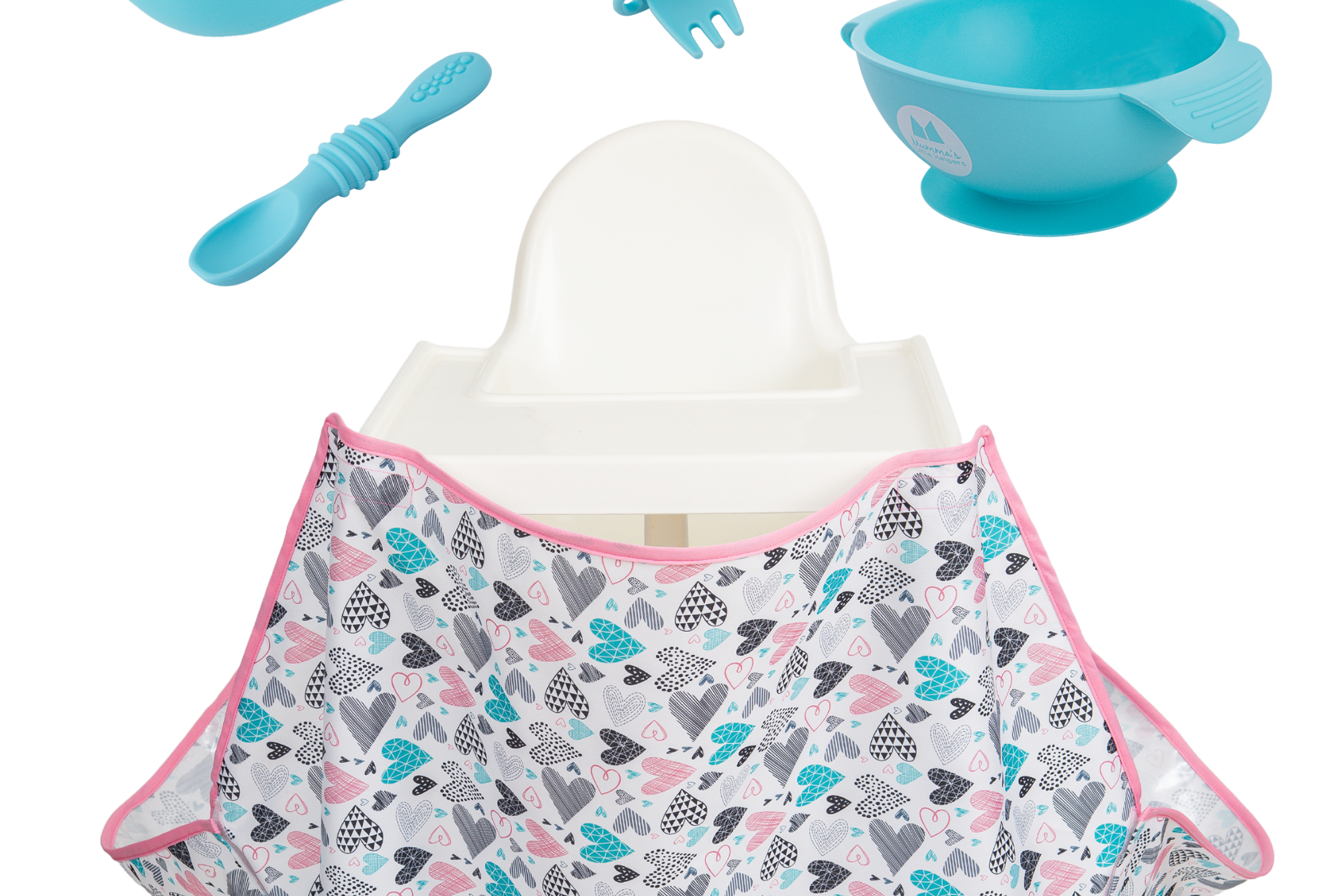 Starting Solids | High Chair Food Catcher & Silicone Feeding Set - Blue