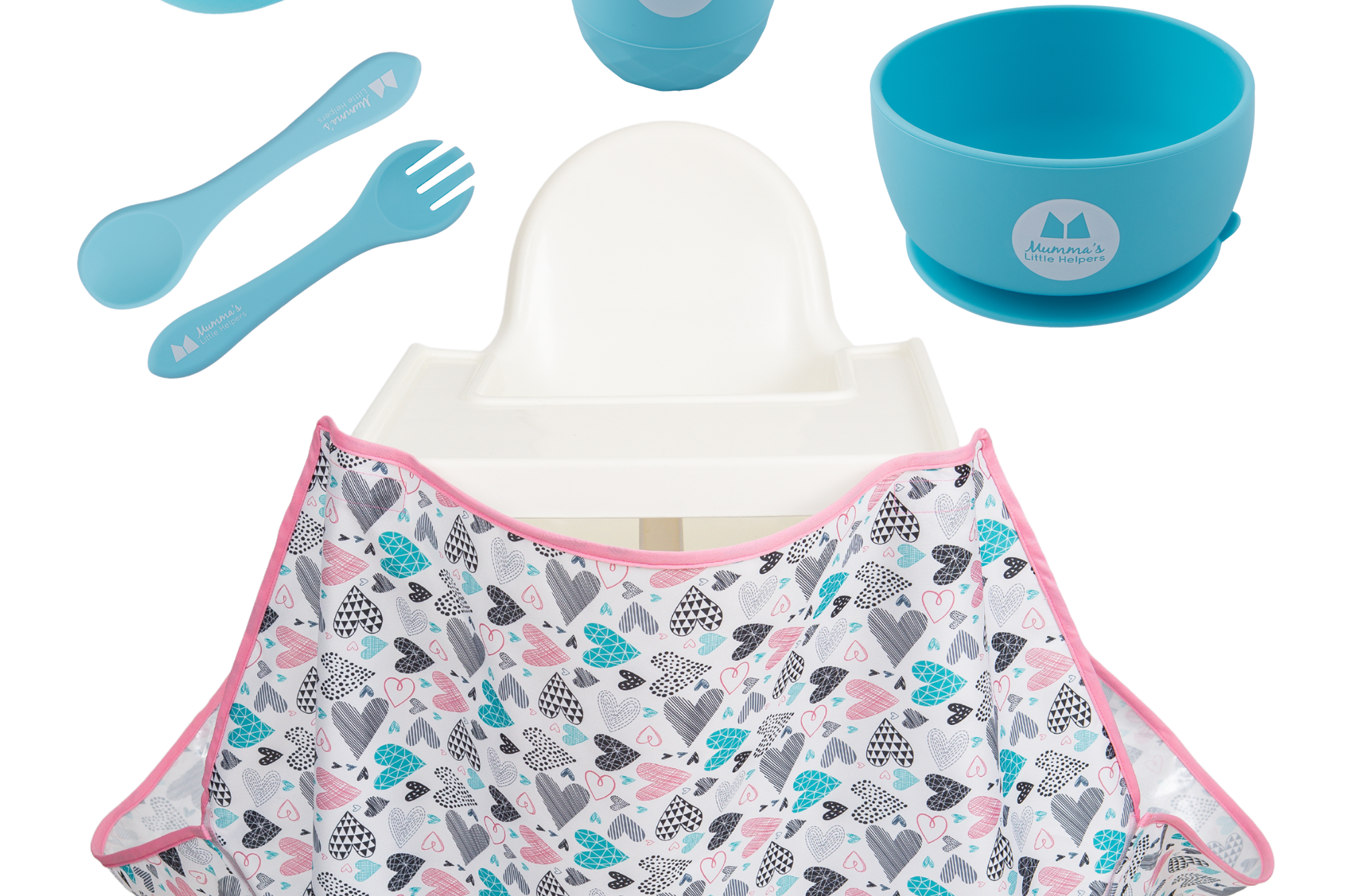 Toddler Training | High Chair Food Catcher & Silicone Feeding Set - Blue