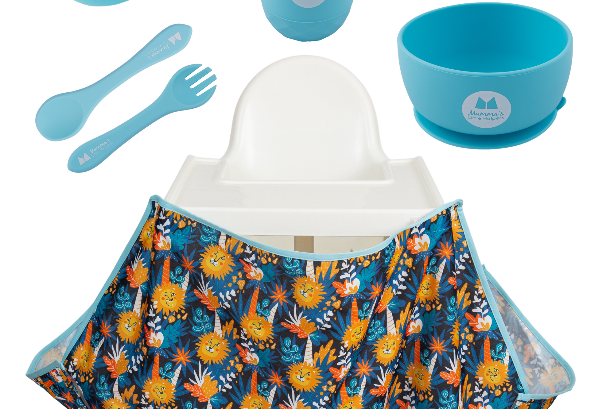 Toddler Training | High Chair Food Catcher & Silicone Feeding Set - Blue