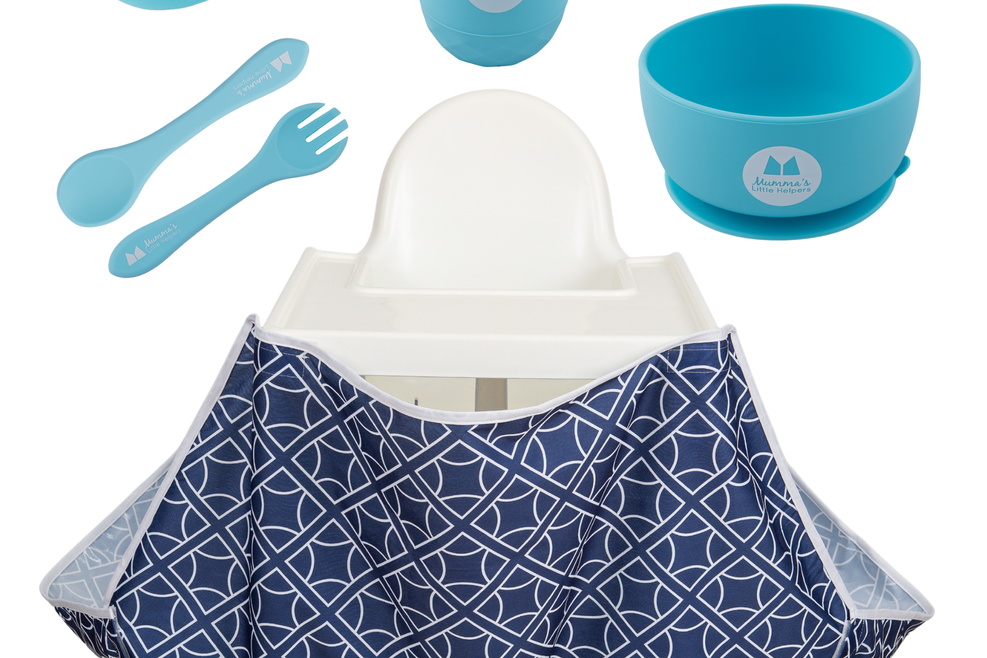 Toddler Training | High Chair Food Catcher & Silicone Feeding Set - Blue