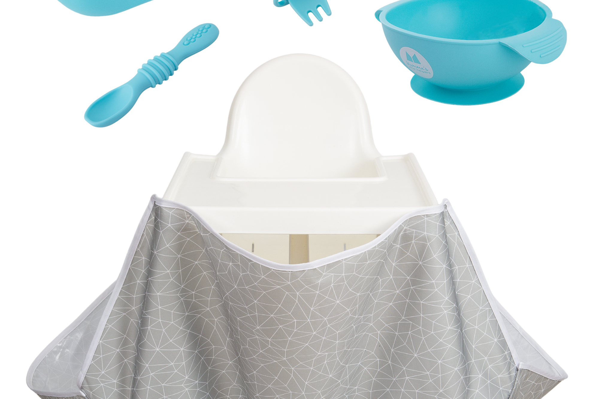 Starting Solids | High Chair Food Catcher & Silicone Feeding Set - Blue