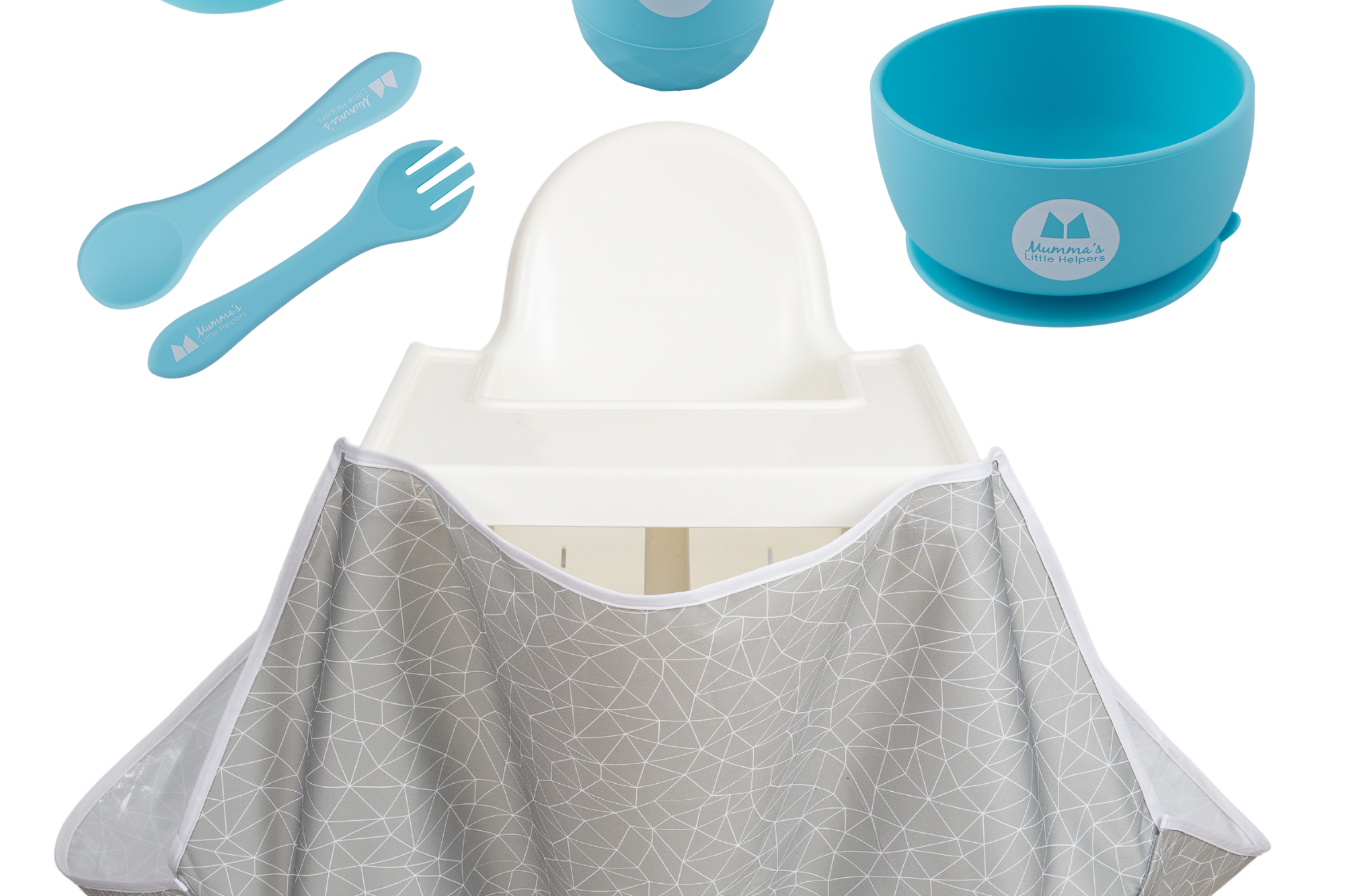 Toddler Training | High Chair Food Catcher & Silicone Feeding Set - Blue