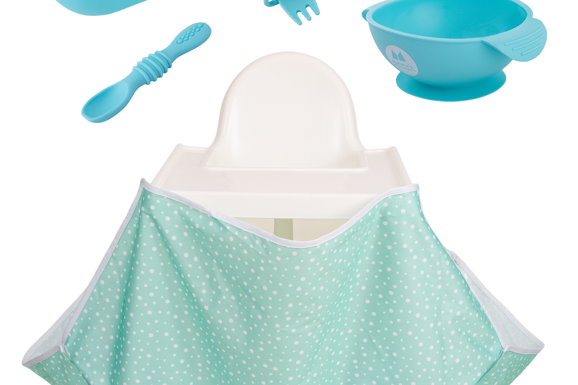 Starting Solids | High Chair Food Catcher & Silicone Feeding Set - Blue