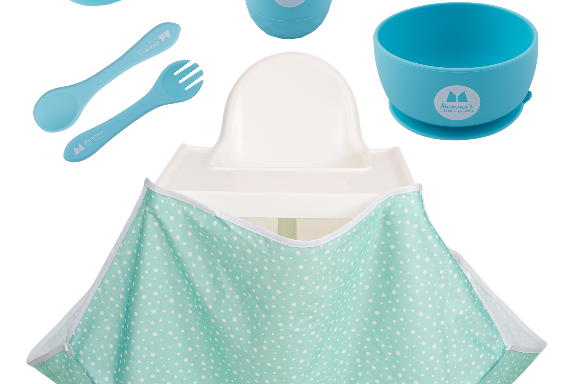 Toddler Training | High Chair Food Catcher & Silicone Feeding Set - Blue