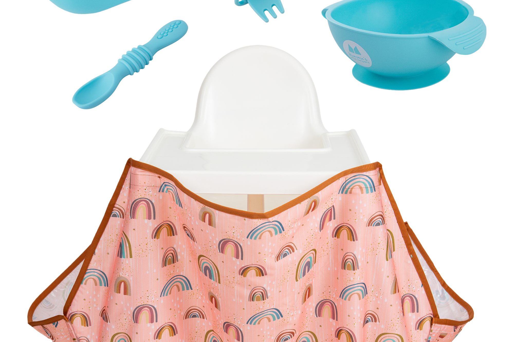 Starting Solids | High Chair Food Catcher & Silicone Feeding Set - Blue