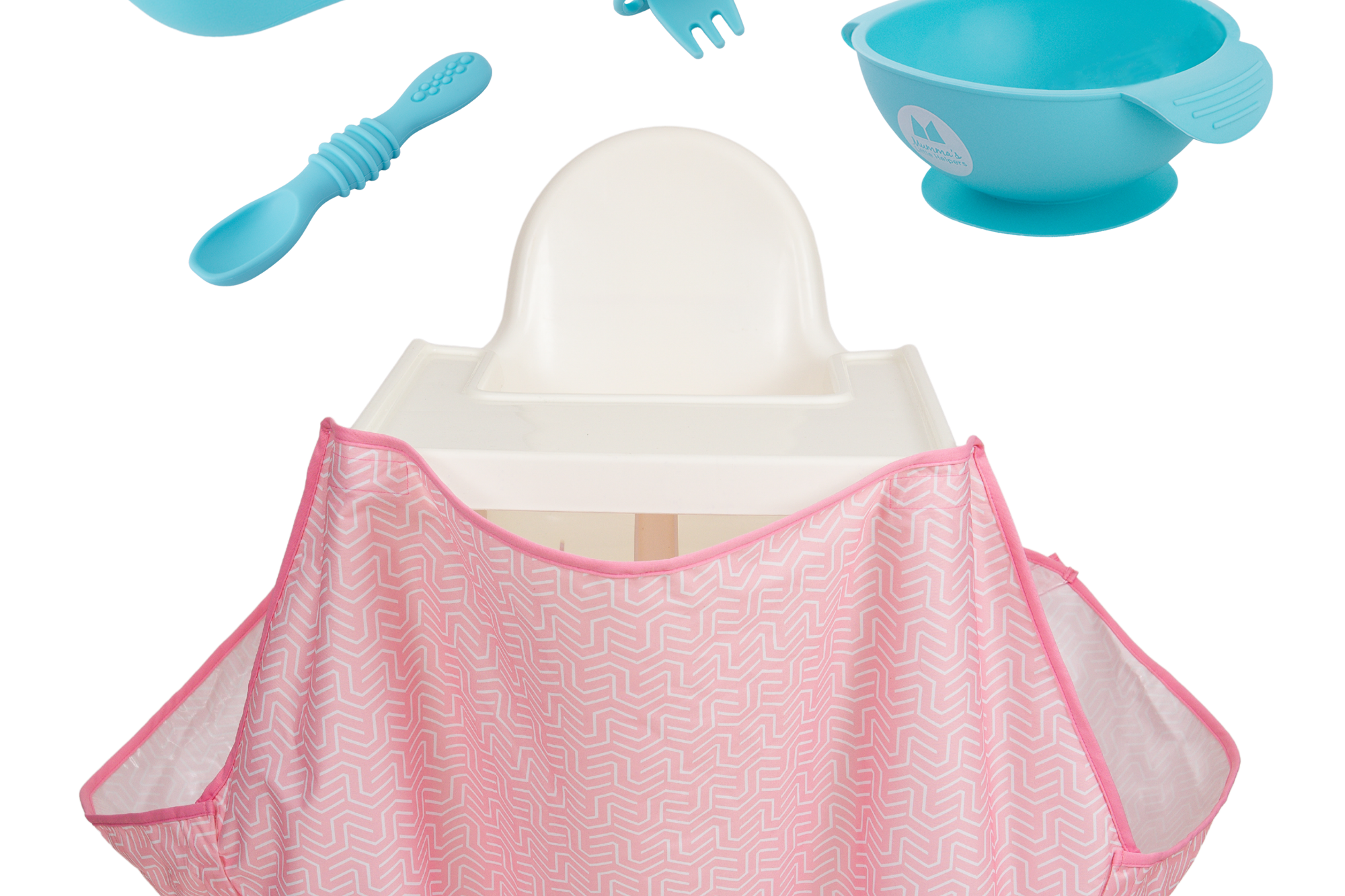 Starting Solids | High Chair Food Catcher & Silicone Feeding Set - Blue