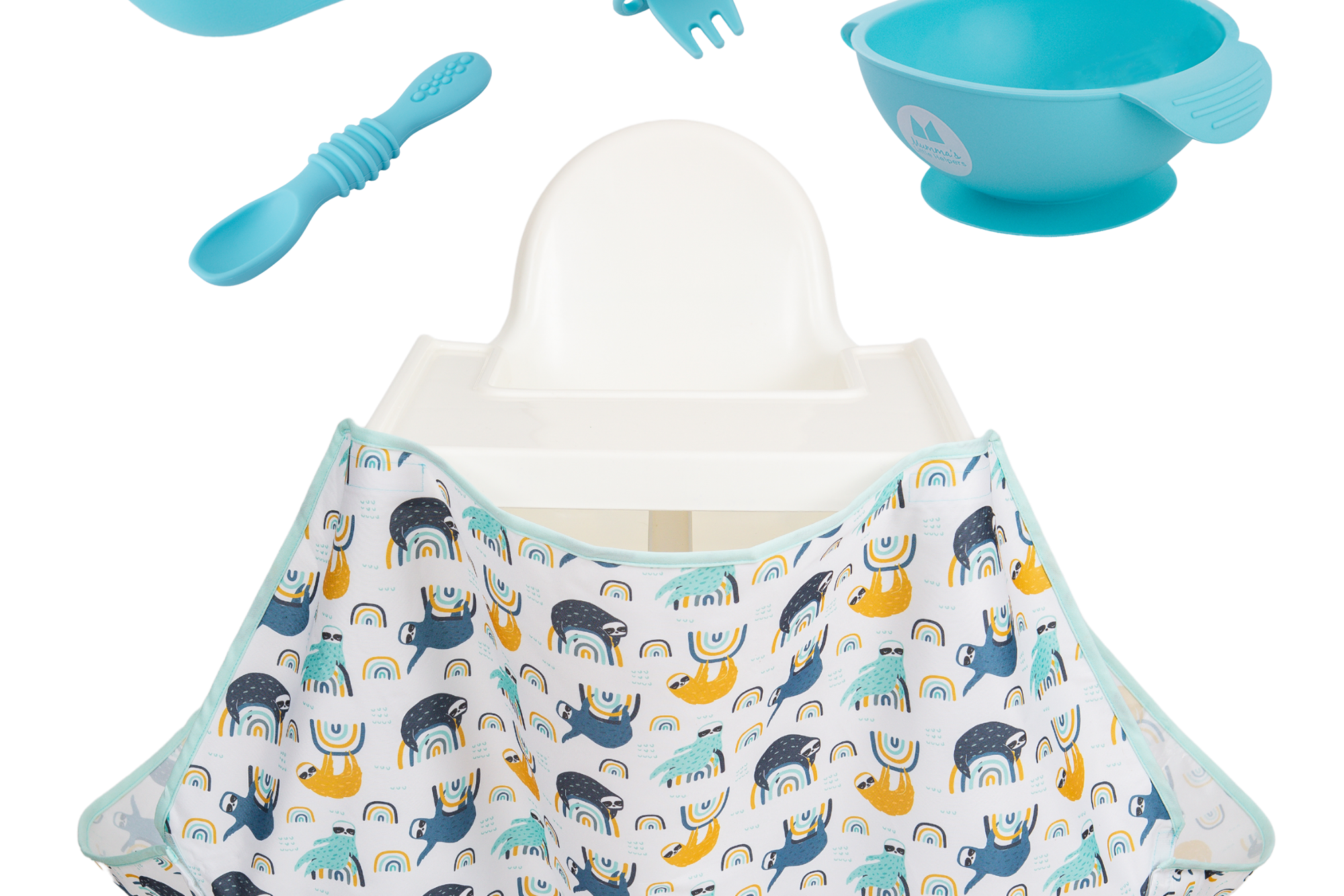 Starting Solids | High Chair Food Catcher & Silicone Feeding Set - Blue