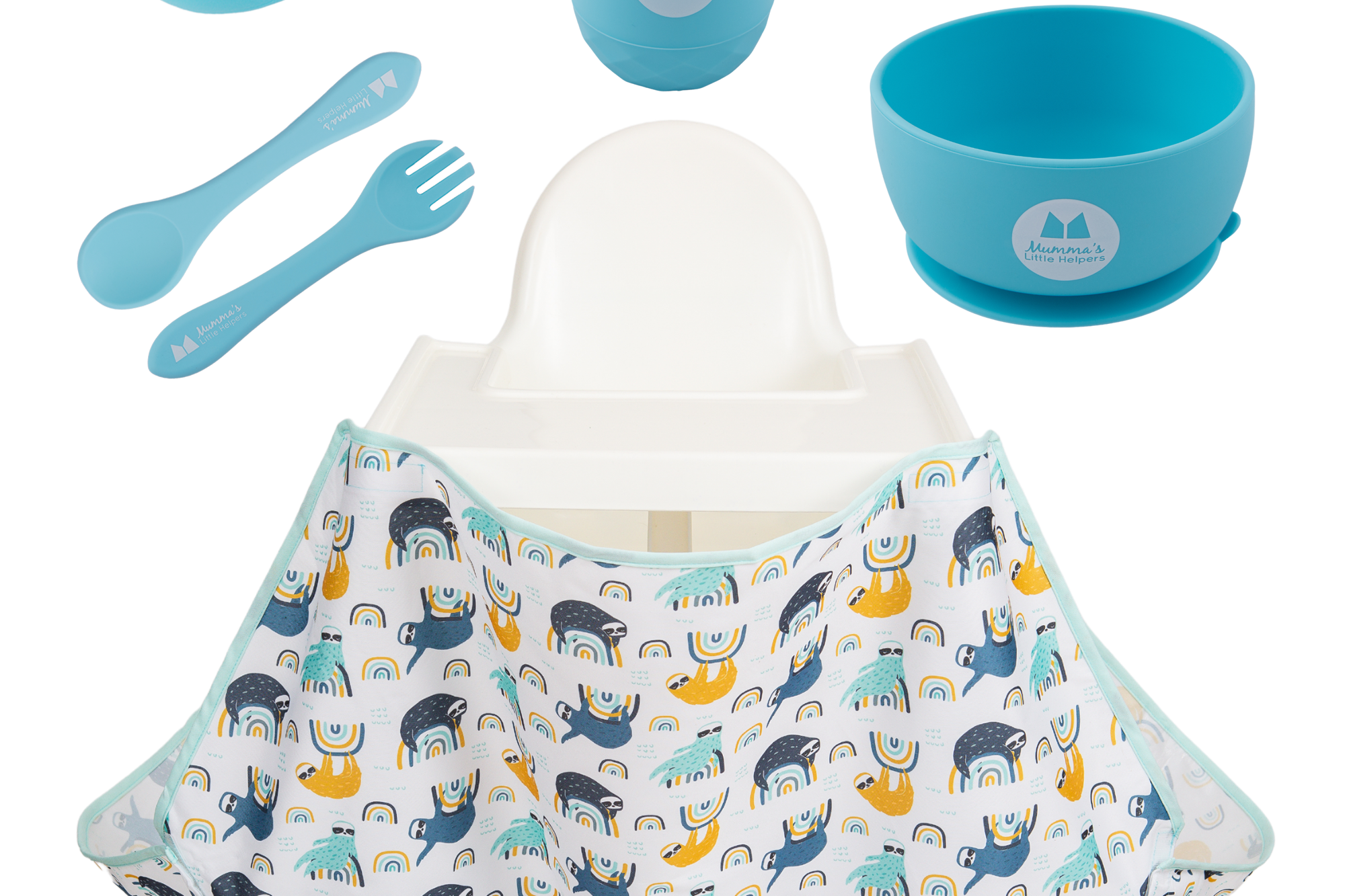 Toddler Training | High Chair Food Catcher & Silicone Feeding Set - Blue
