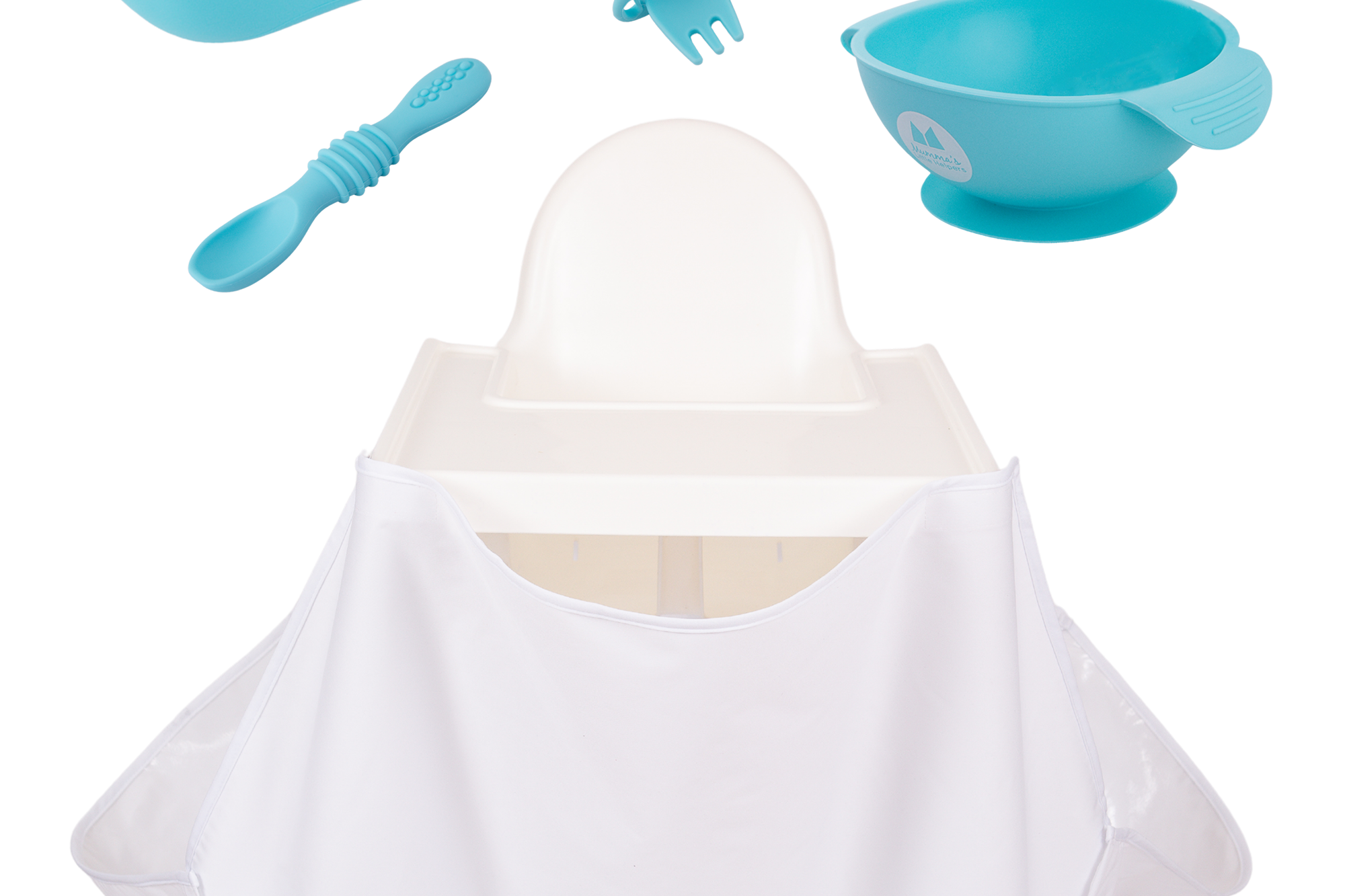 Starting Solids | High Chair Food Catcher & Silicone Feeding Set - Blue