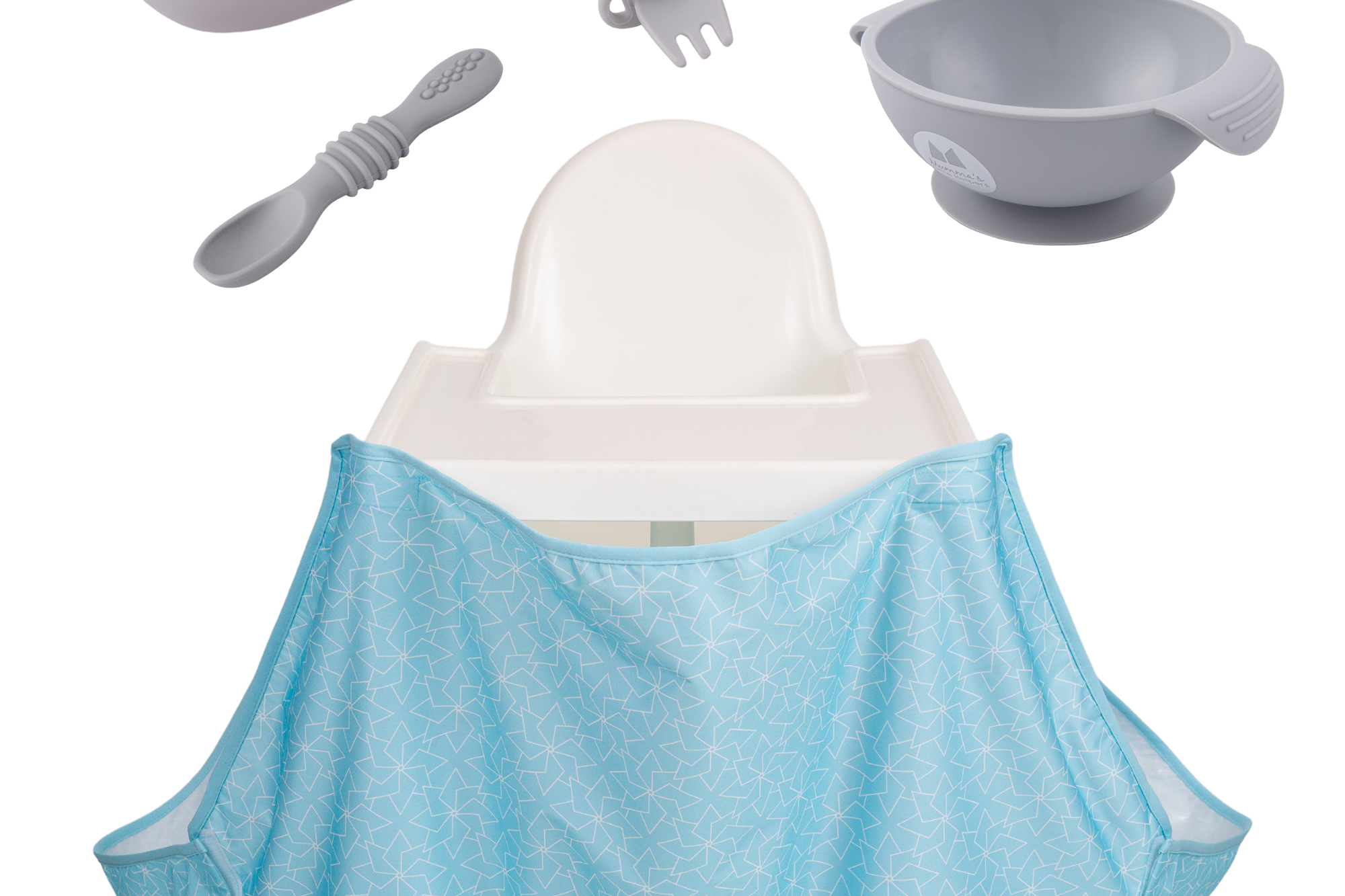 Starting Solids | High Chair Food Catcher & Silicone Feeding Set - Grey