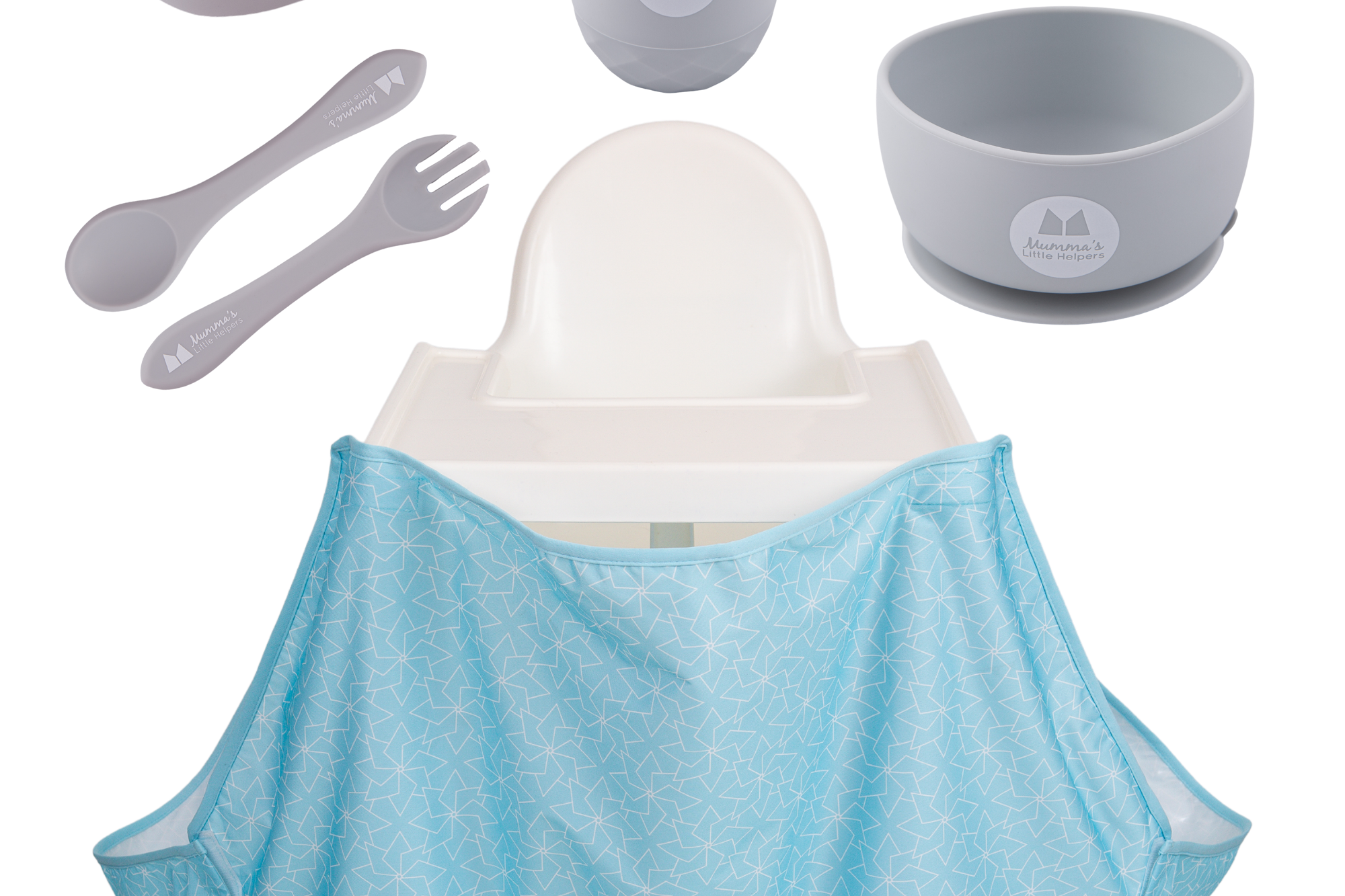 Toddler Training | High Chair Food Catcher & Silicone Feeding Set - Grey