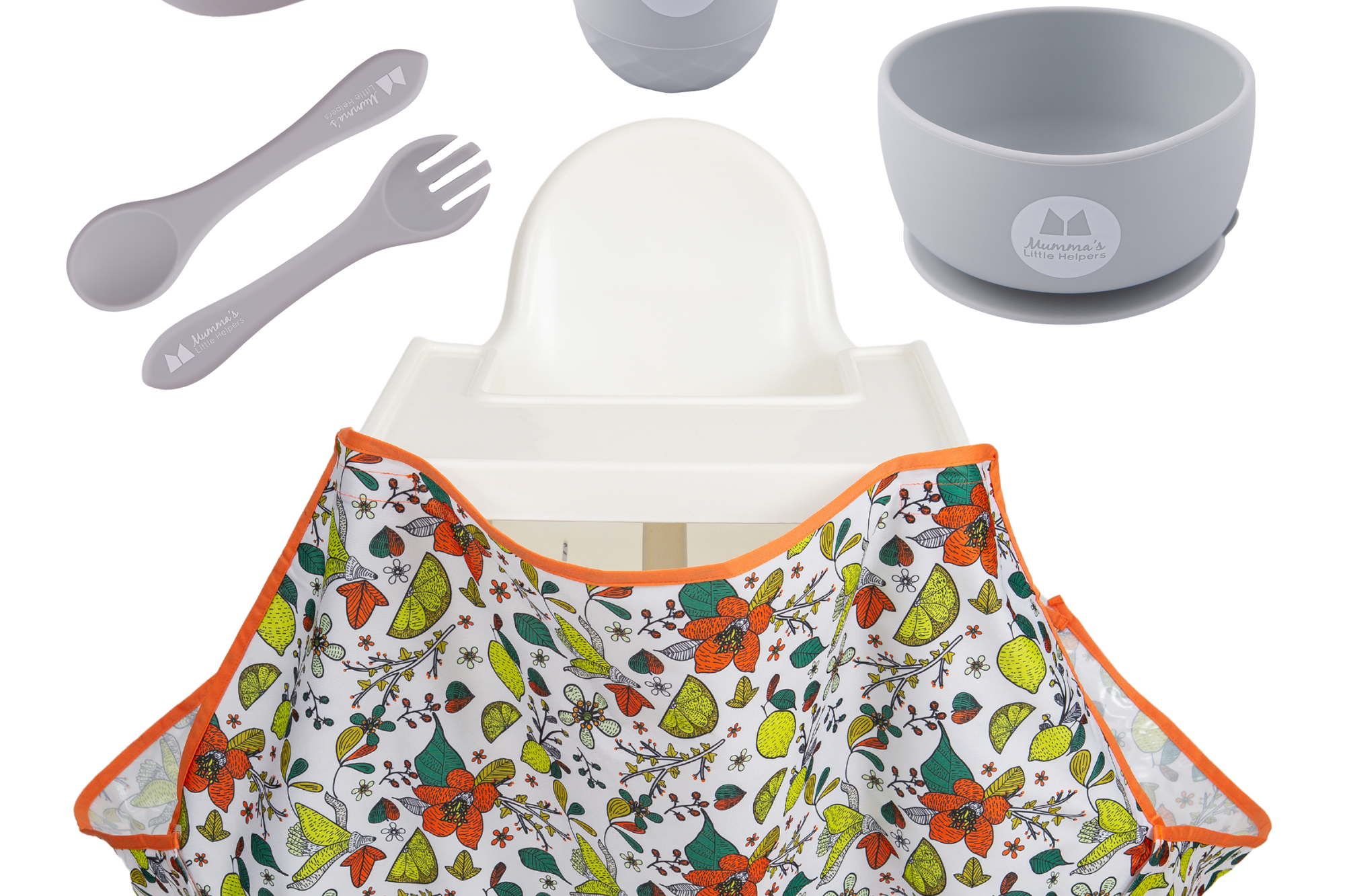 Toddler Training | High Chair Food Catcher & Silicone Feeding Set - Grey