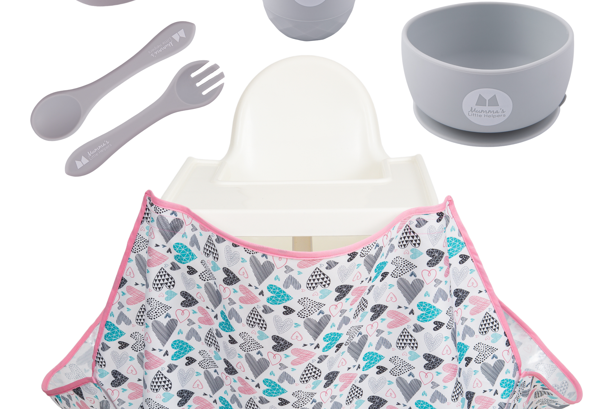Toddler Training | High Chair Food Catcher & Silicone Feeding Set - Grey