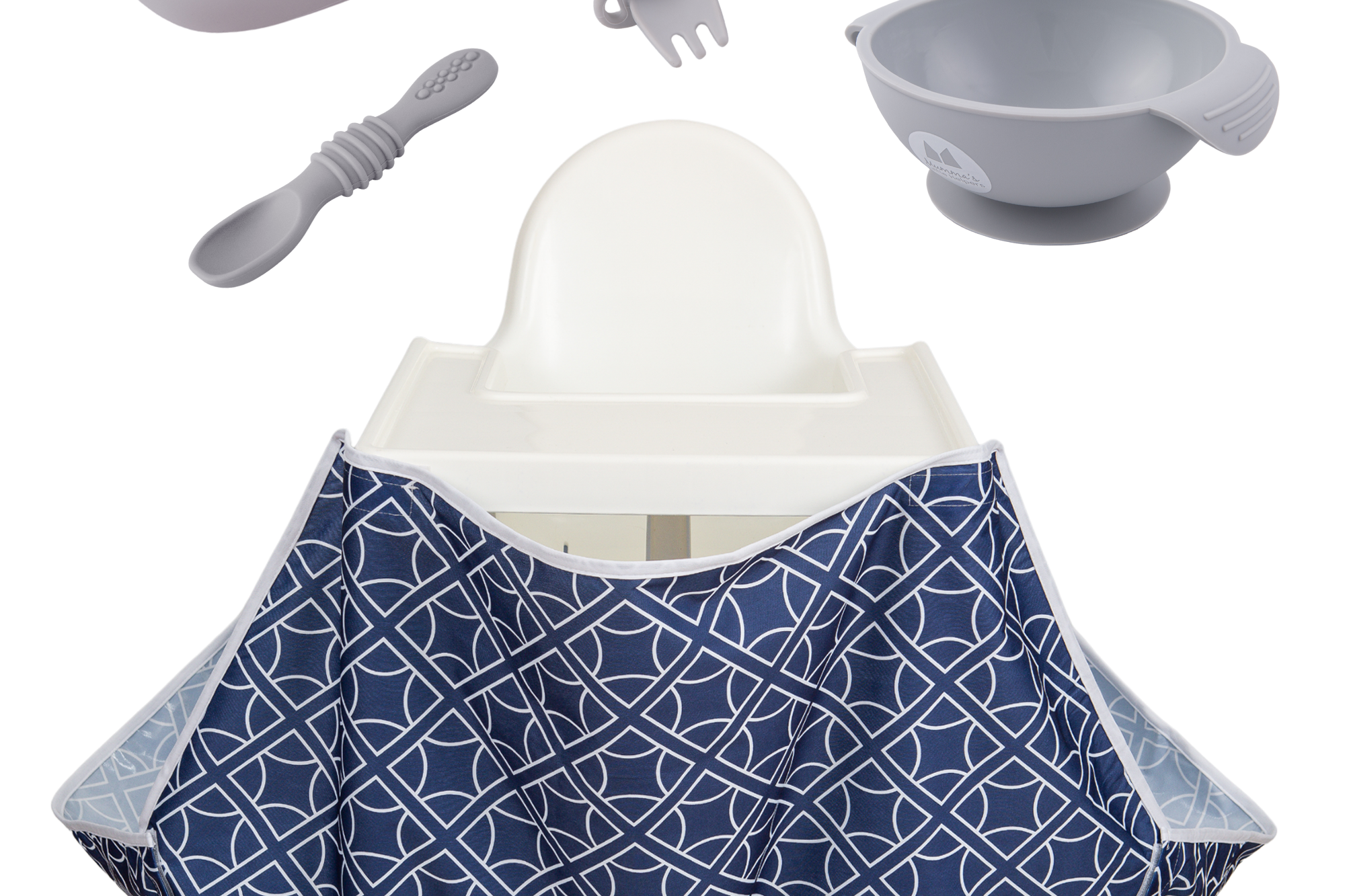 Starting Solids | High Chair Food Catcher & Silicone Feeding Set - Grey