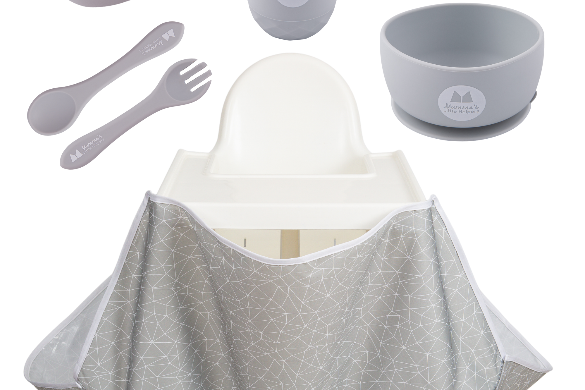 Toddler Training | High Chair Food Catcher & Silicone Feeding Set - Grey