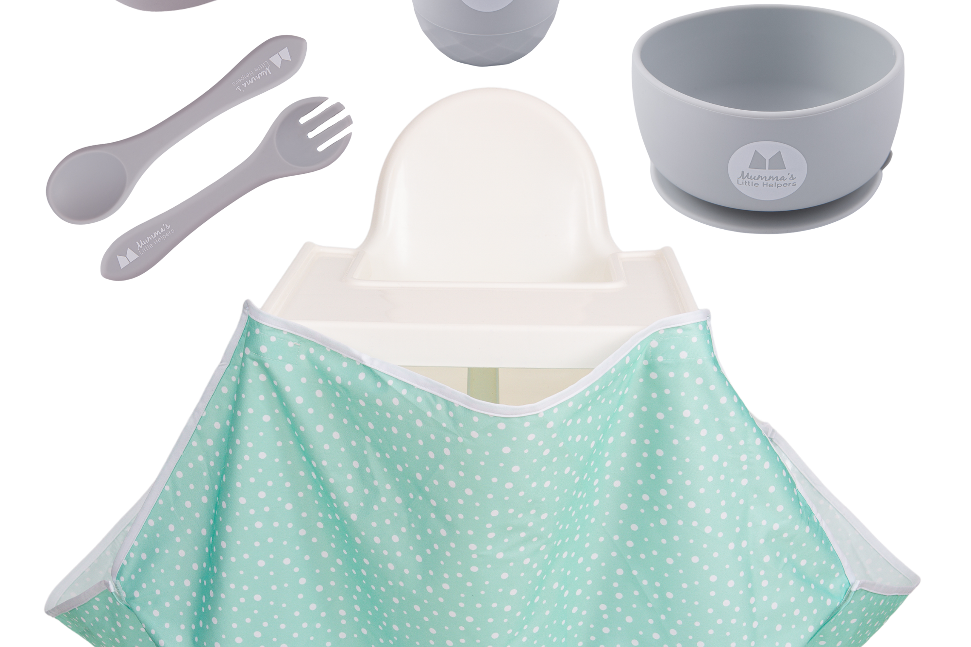 Toddler Training | High Chair Food Catcher & Silicone Feeding Set - Grey