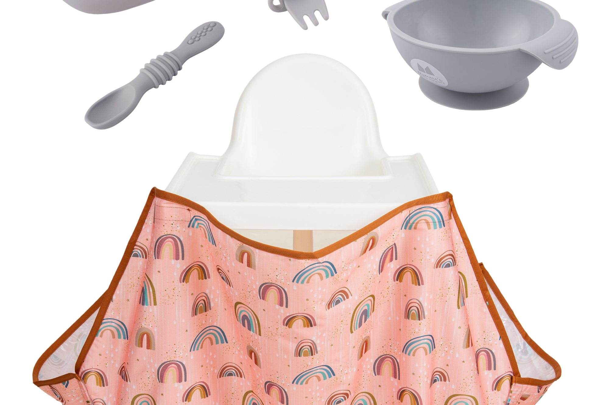 Starting Solids | High Chair Food Catcher & Silicone Feeding Set - Grey