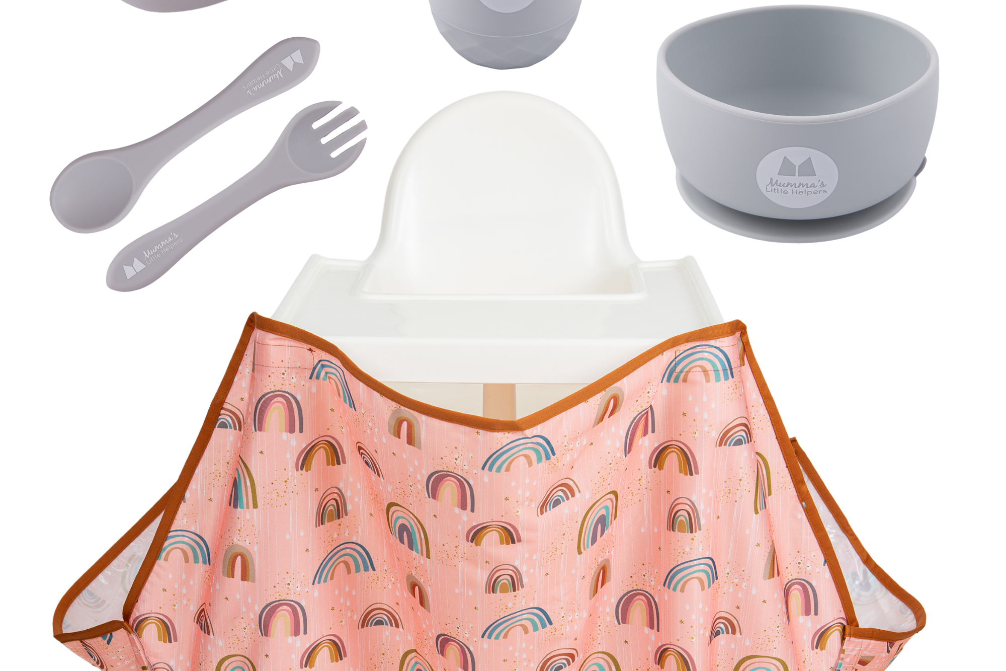 Toddler Training | High Chair Food Catcher & Silicone Feeding Set - Grey