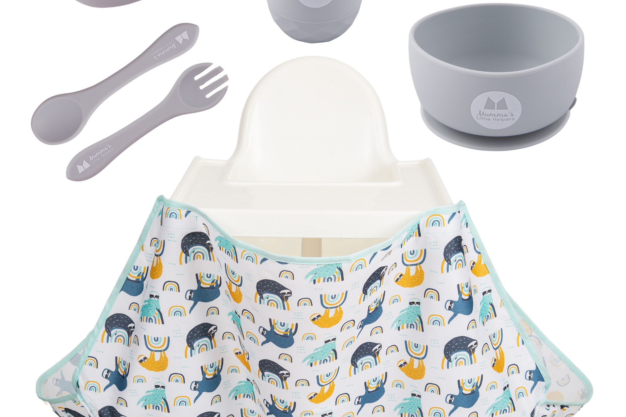 Toddler Training | High Chair Food Catcher & Silicone Feeding Set - Grey