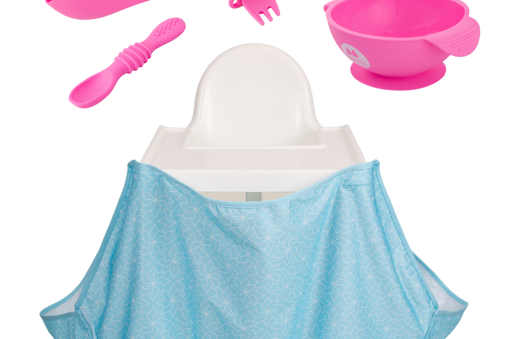 Starting Solids | High Chair Food Catcher & Silicone Feeding Set  - Pink