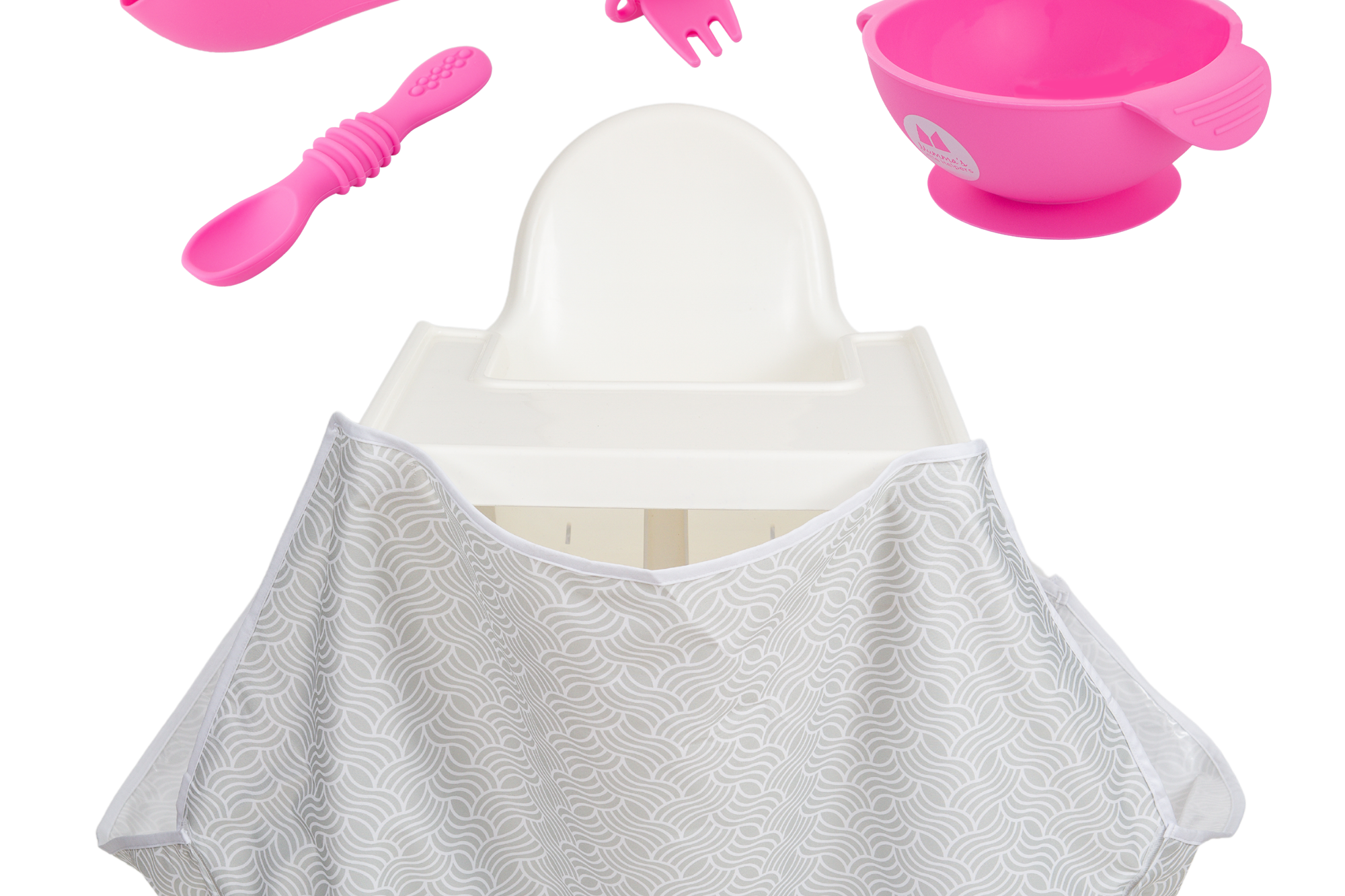 Starting Solids | High Chair Food Catcher & Silicone Feeding Set  - Pink
