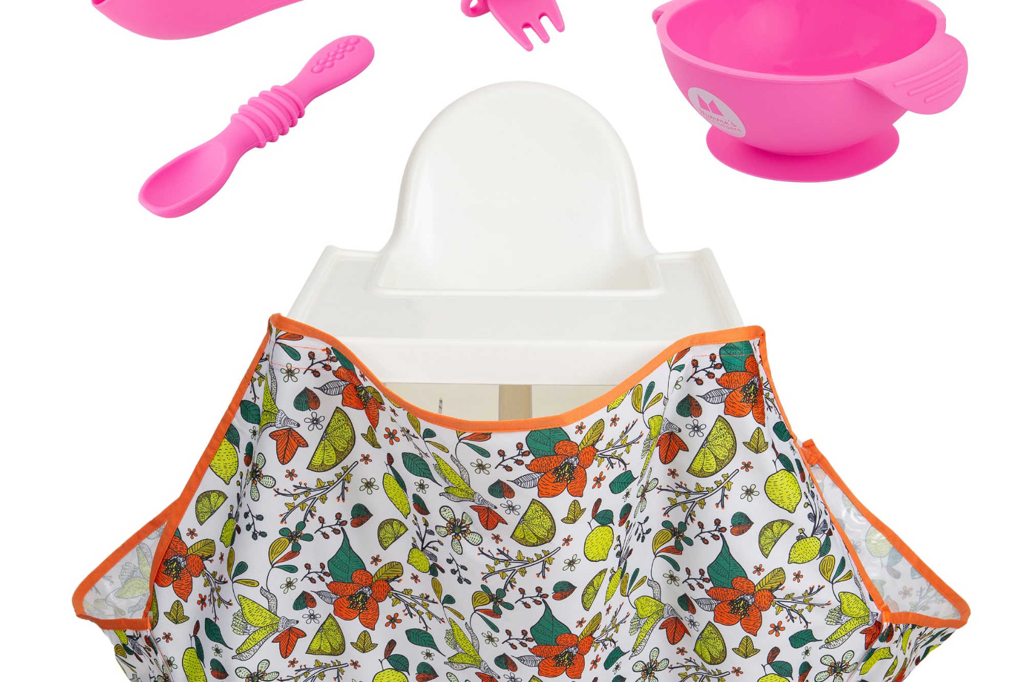 Starting Solids | High Chair Food Catcher & Silicone Feeding Set  - Pink