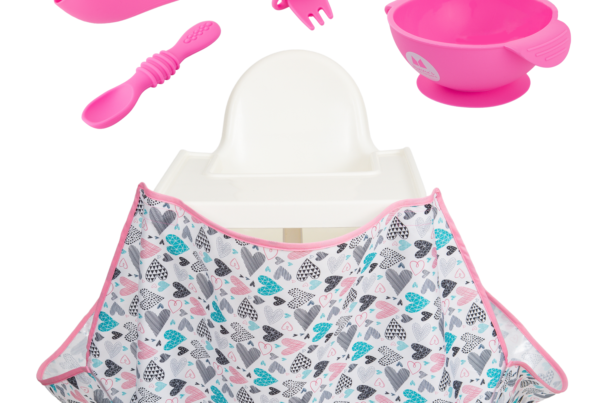 Starting Solids | High Chair Food Catcher & Silicone Feeding Set  - Pink