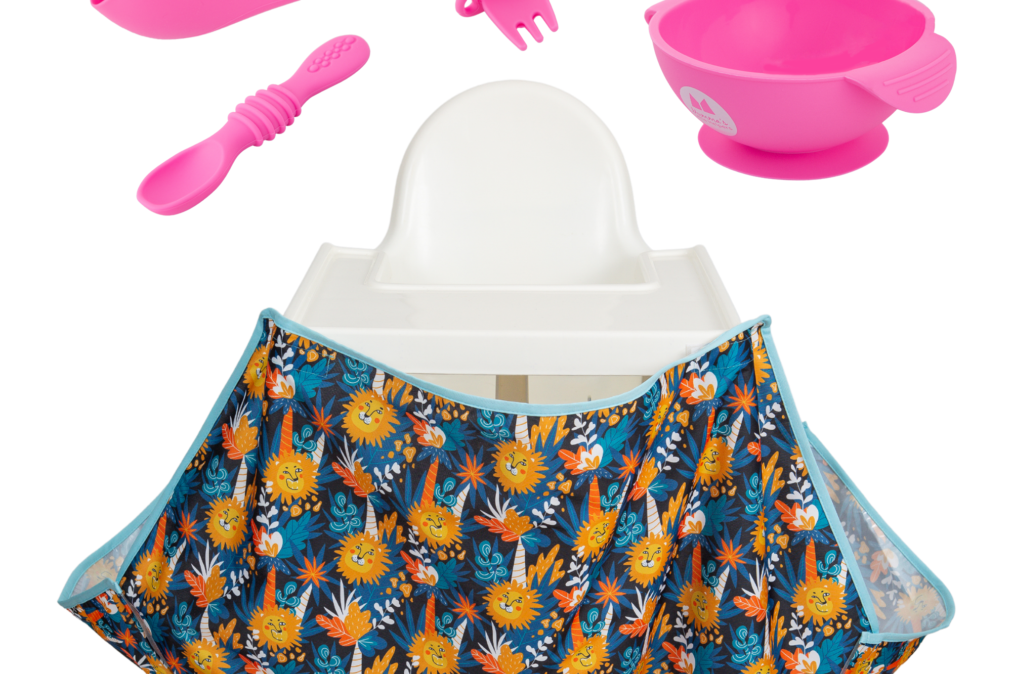 Starting Solids | High Chair Food Catcher & Silicone Feeding Set  - Pink