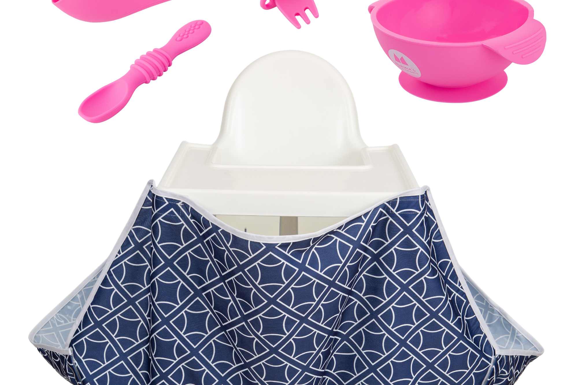 Starting Solids | High Chair Food Catcher & Silicone Feeding Set  - Pink