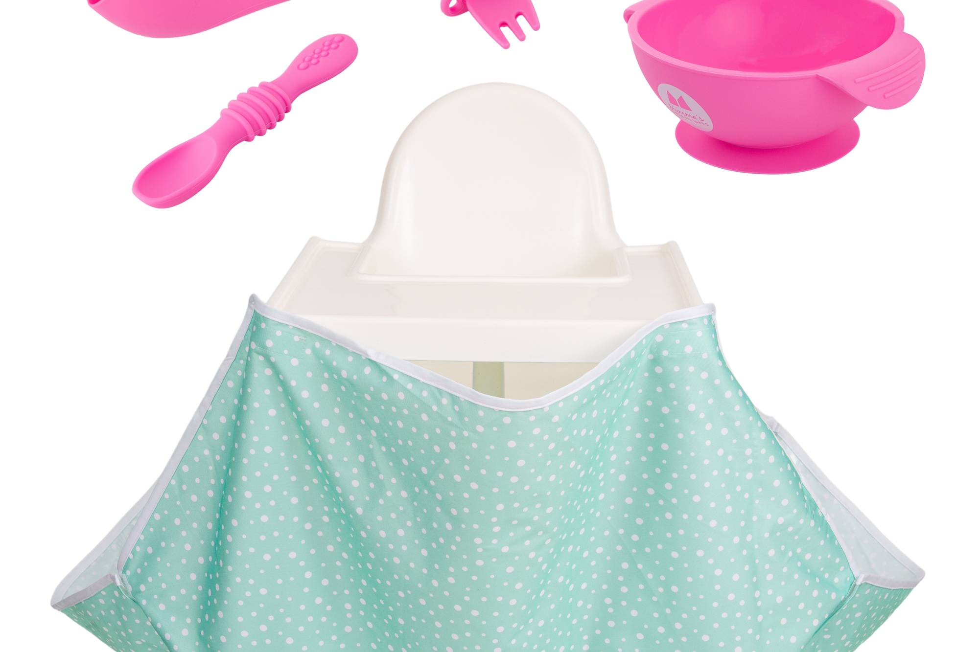 Starting Solids | High Chair Food Catcher & Silicone Feeding Set  - Pink