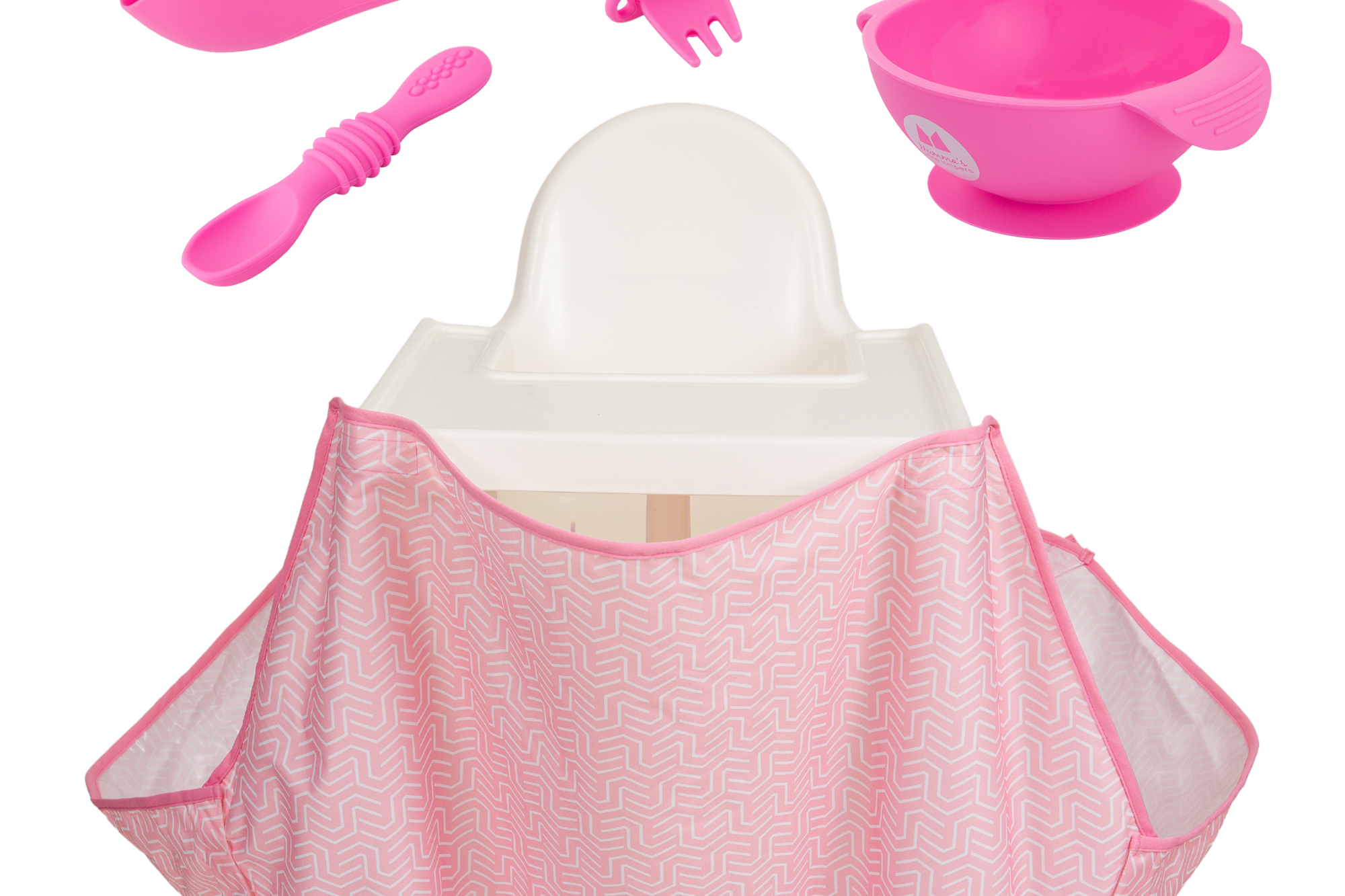 Starting Solids | High Chair Food Catcher & Silicone Feeding Set  - Pink