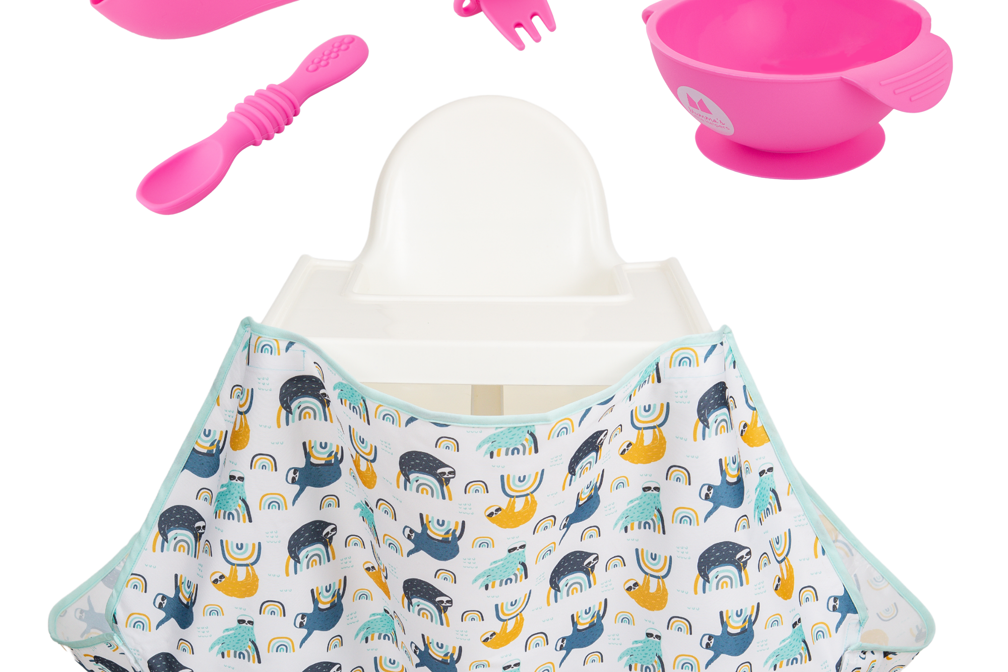 Starting Solids | High Chair Food Catcher & Silicone Feeding Set  - Pink