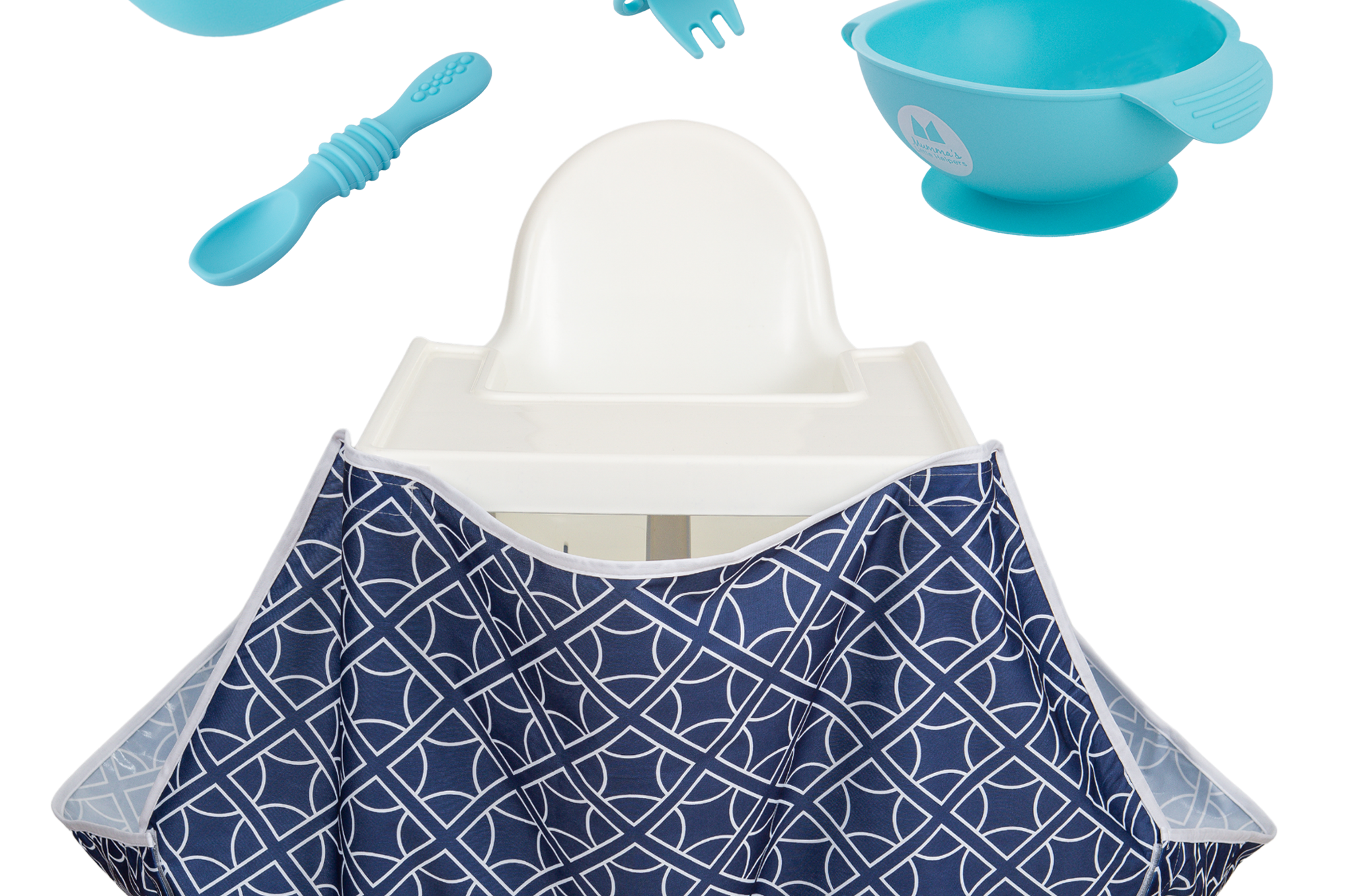 Starting Solids | High Chair Food Catcher & Silicone Feeding Set - Blue