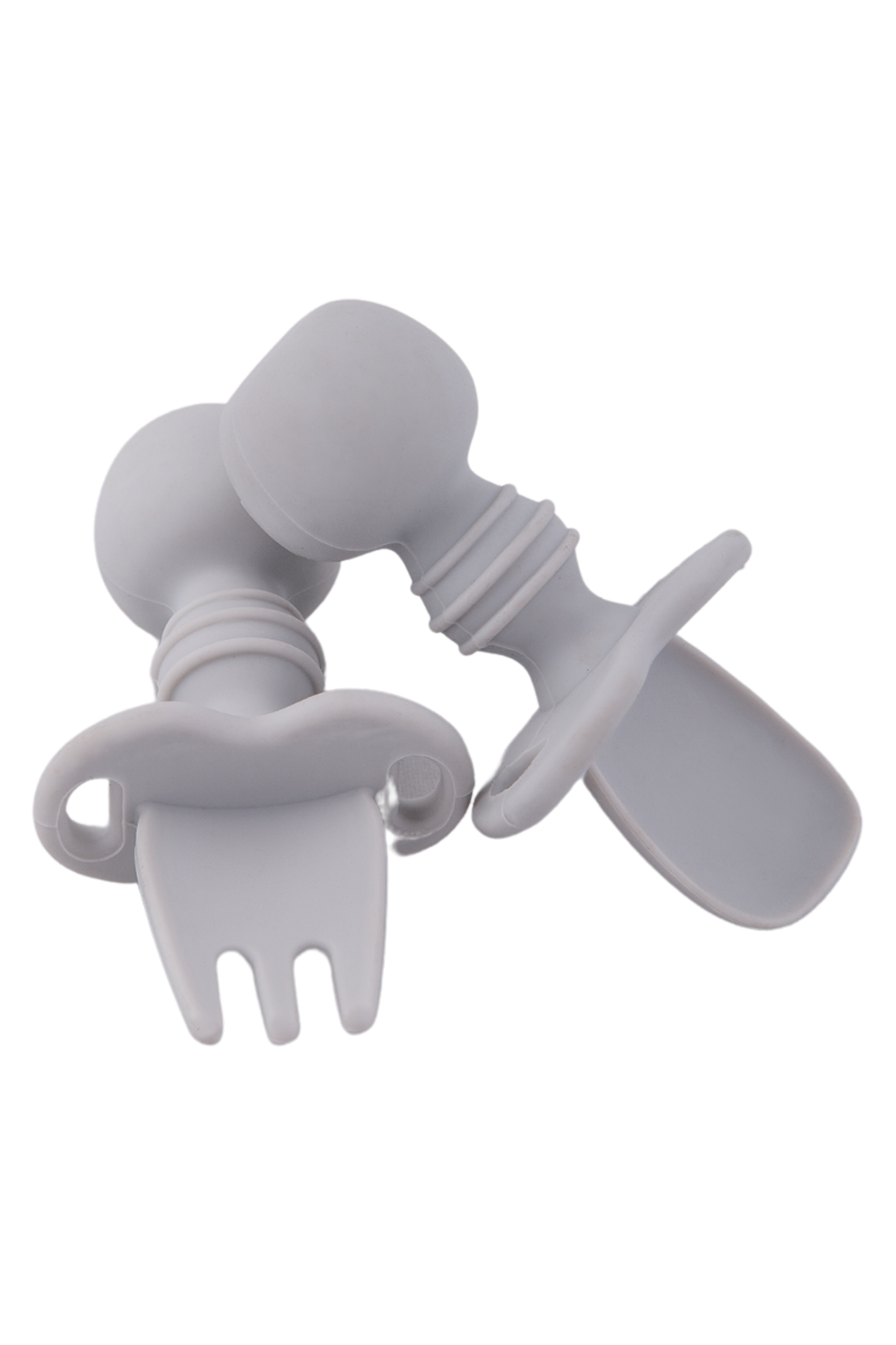 Starting Solids Baby Silicone Fork & Spoon Easy Grip - Grey – Mumma’s ...