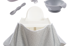 Starting Solids | High Chair Food Catcher & Silicone Feeding Set - Grey