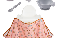 Starting Solids | High Chair Food Catcher & Silicone Feeding Set - Grey