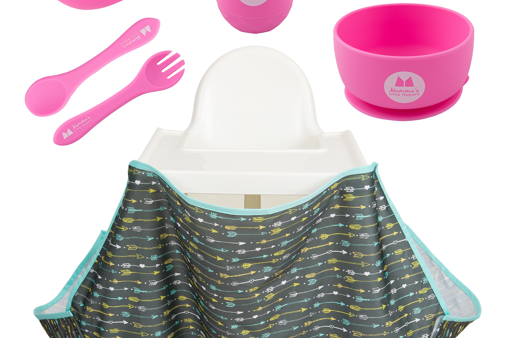 Toddler Training | High Chair Food Catcher & Silicone Feeding Set - Pink