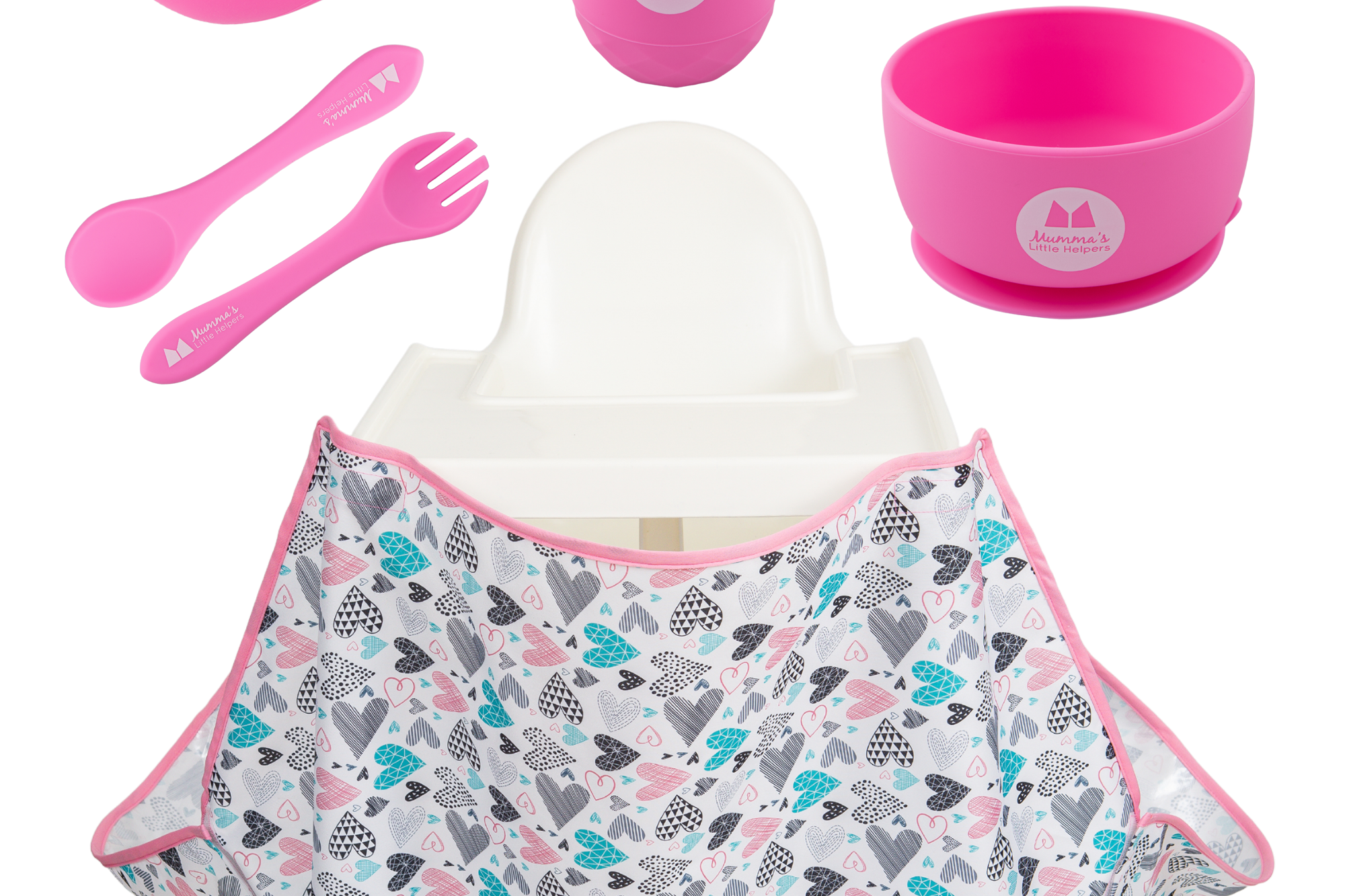 Toddler Training | High Chair Food Catcher & Silicone Feeding Set - Pink