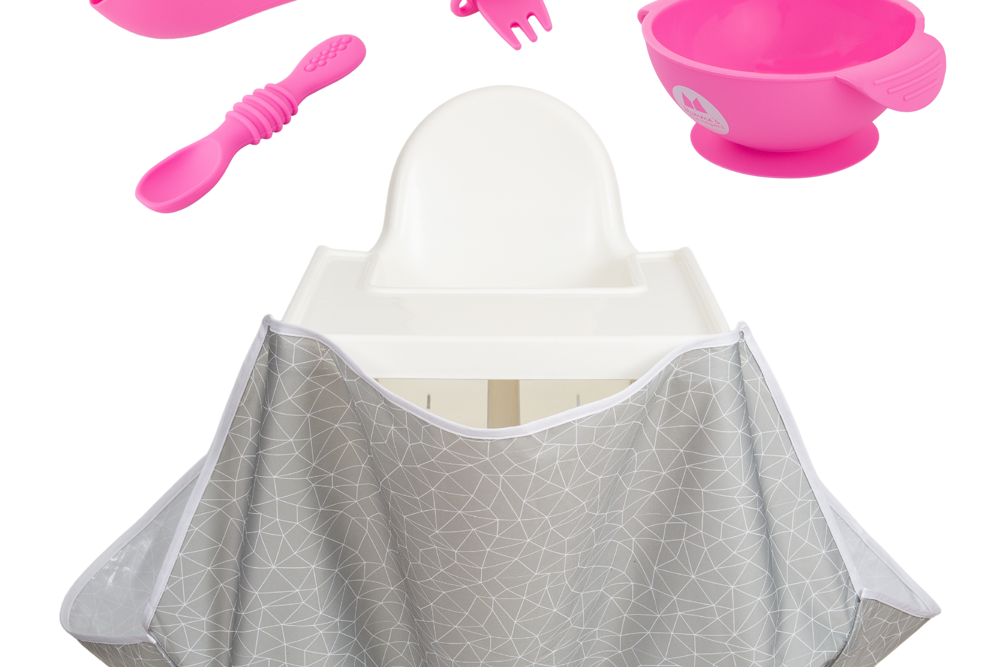 Starting Solids | High Chair Food Catcher & Silicone Feeding Set  - Pink